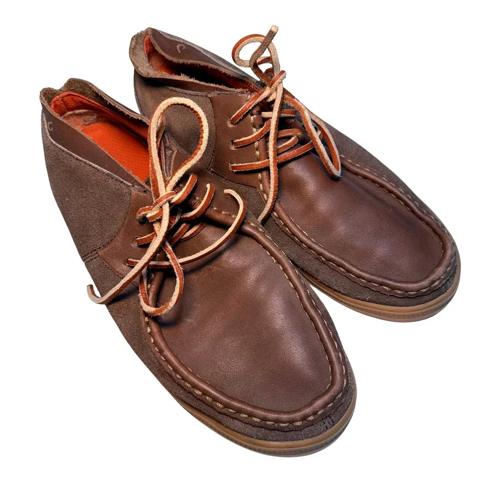 OluKai Pahono Mid Mens Brown Leather‎ Suede Oxford Shoes size 8 Boat Island